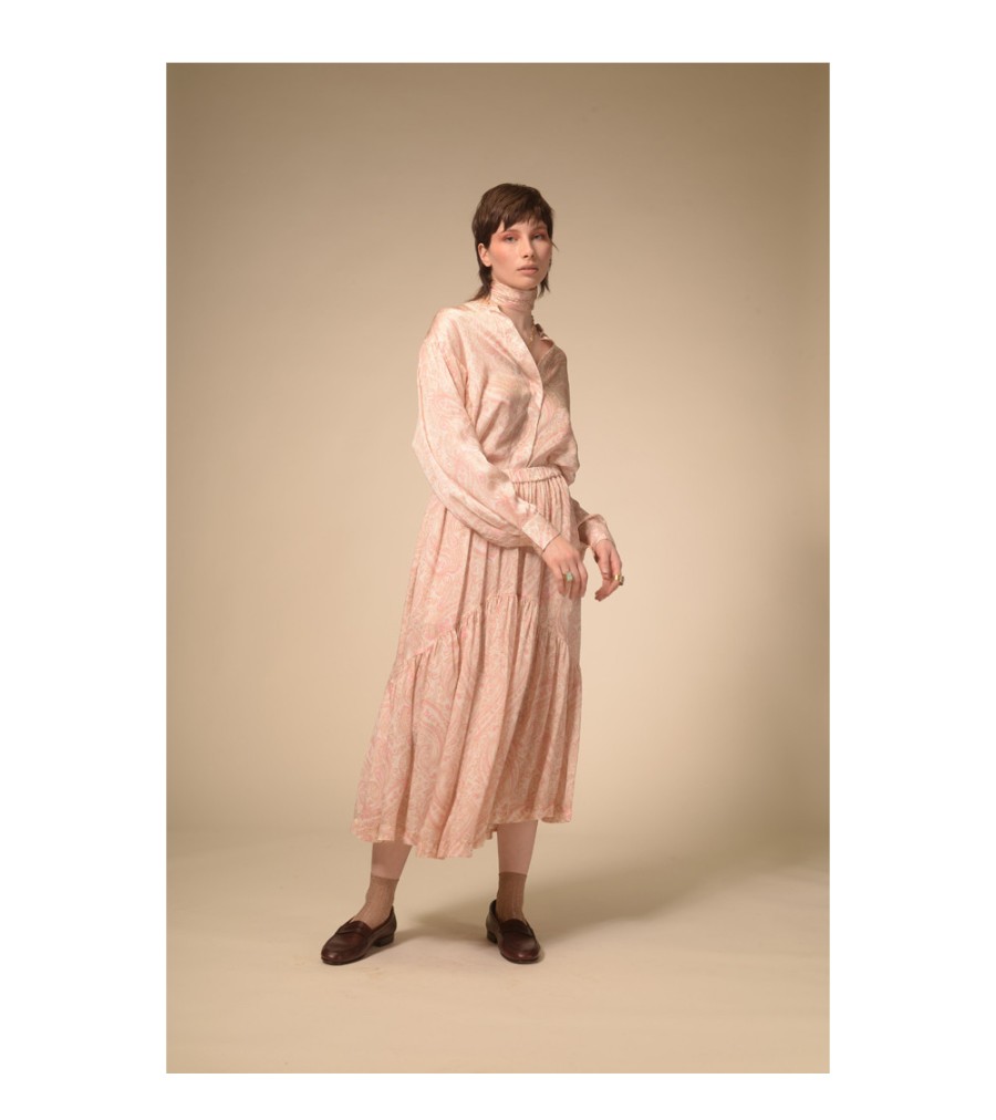 Summer Archives V.De.Vinster | Jupe Longue Satin Pashmina Rose Paisley