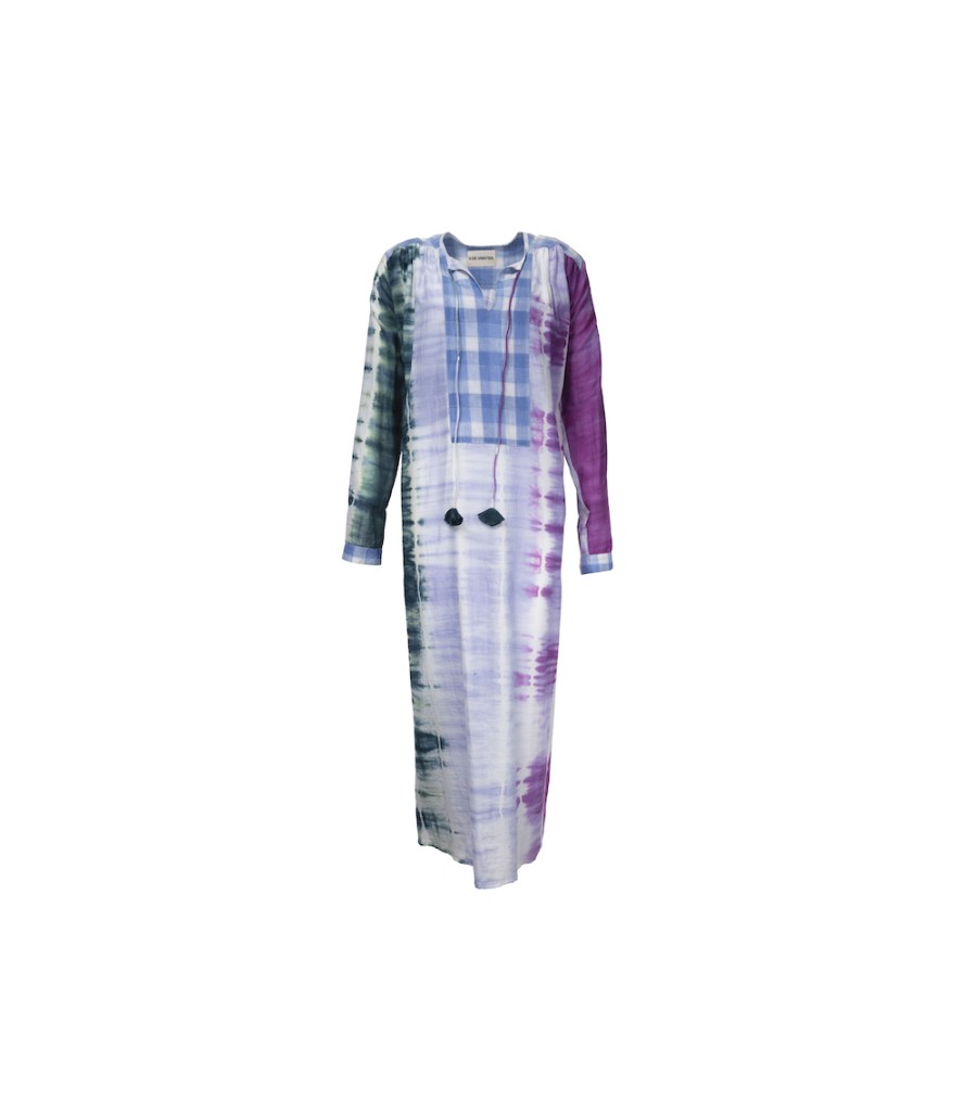 Winter Archives V.De.Vinster | Check Blue Tie And Dye Long Dress