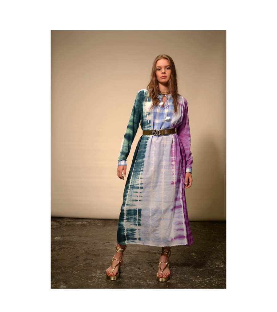 Winter Archives V.De.Vinster | Check Blue Tie And Dye Long Dress