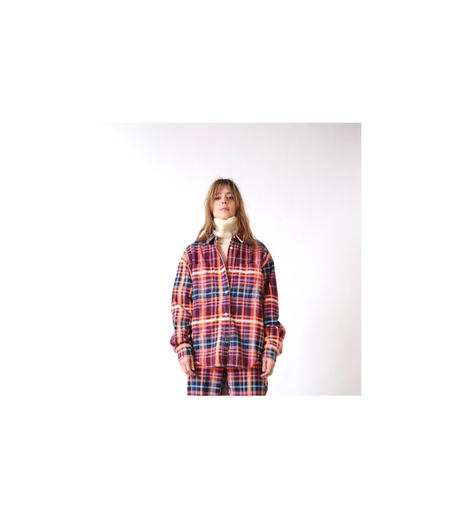 New Fall Winter Collection V.De.Vinster | Corduroy Tartan Pink Velvet Shirt