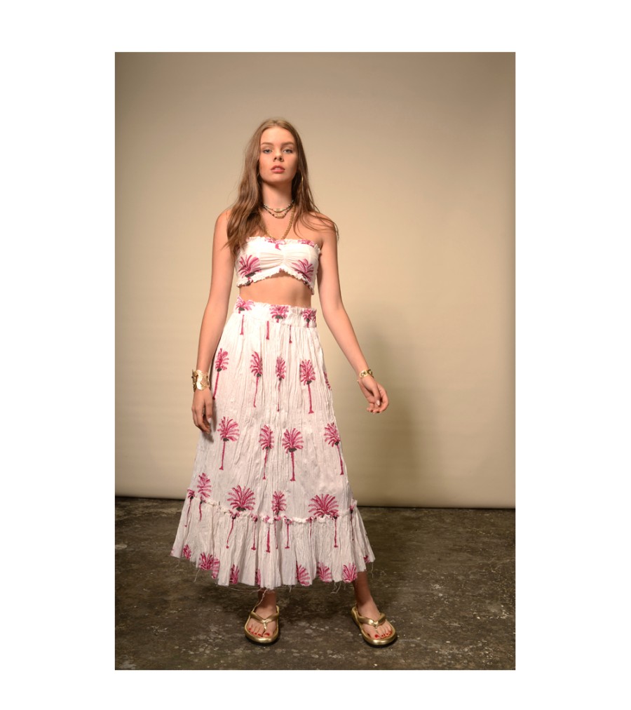 Winter Archives V.De.Vinster | Tree Print Pink Palm Print Long Skirt