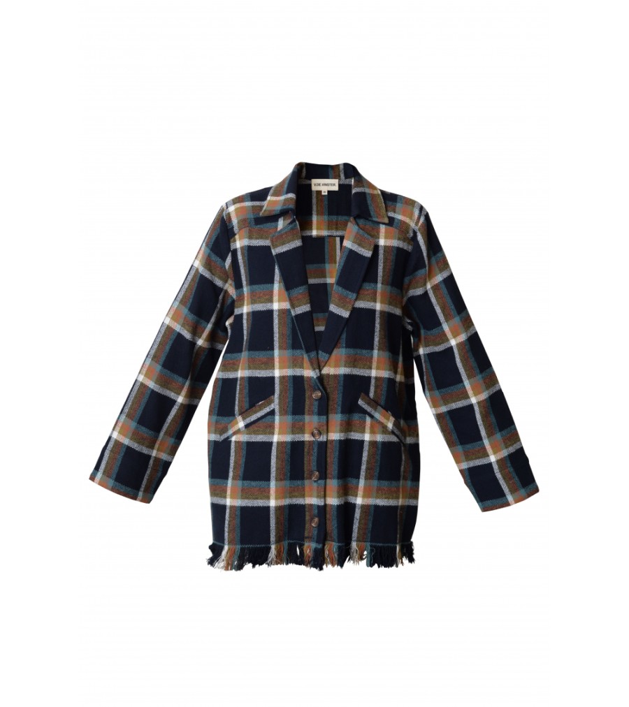 New Fall Winter Collection V.De.Vinster | Fringed Black Tartan Overshirt