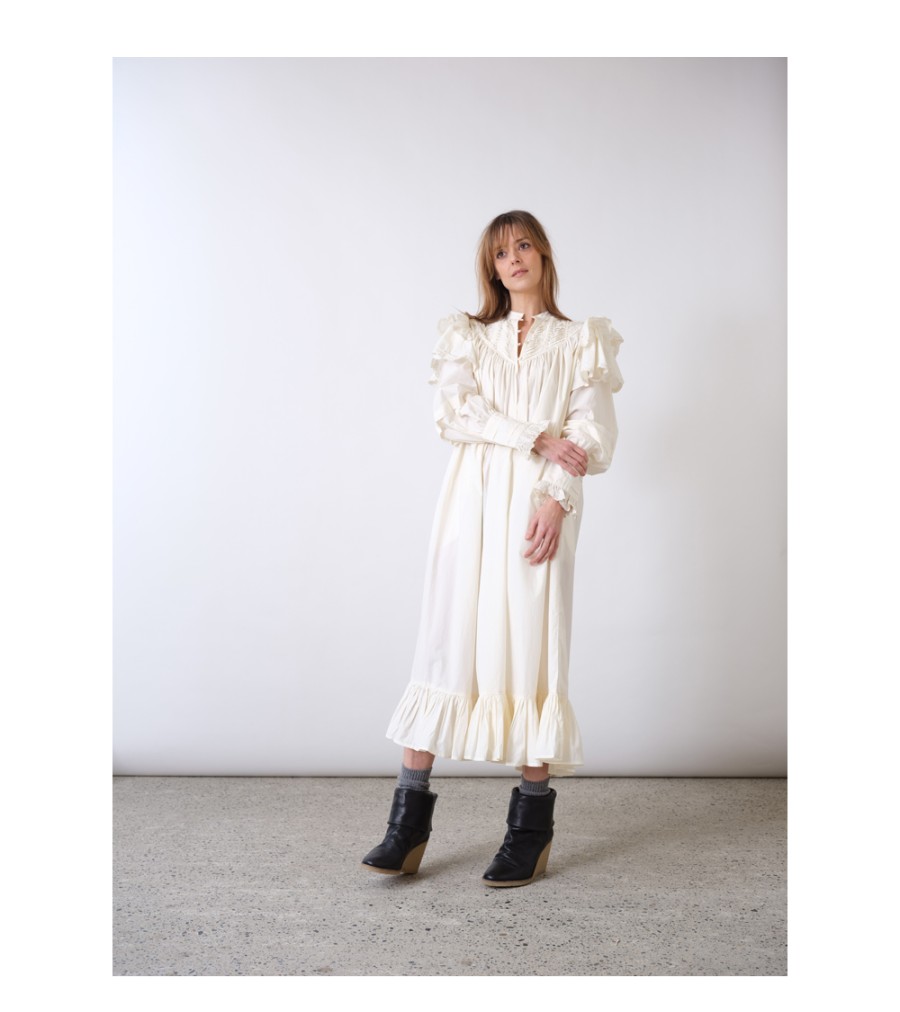 New Fall Winter Collection V.De.Vinster | Chloe White Embroideries Long Dress