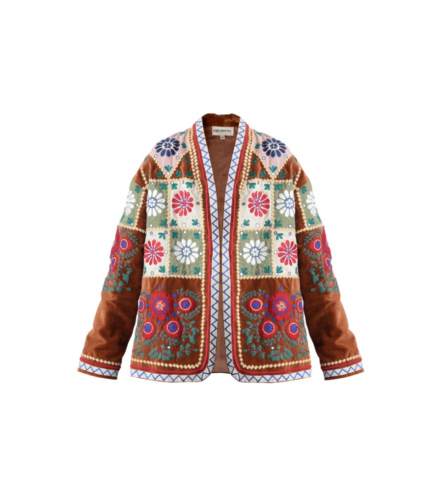 New Fall Winter Collection V.De.Vinster | Embroideries Brown Velvet Patchwork Jacket