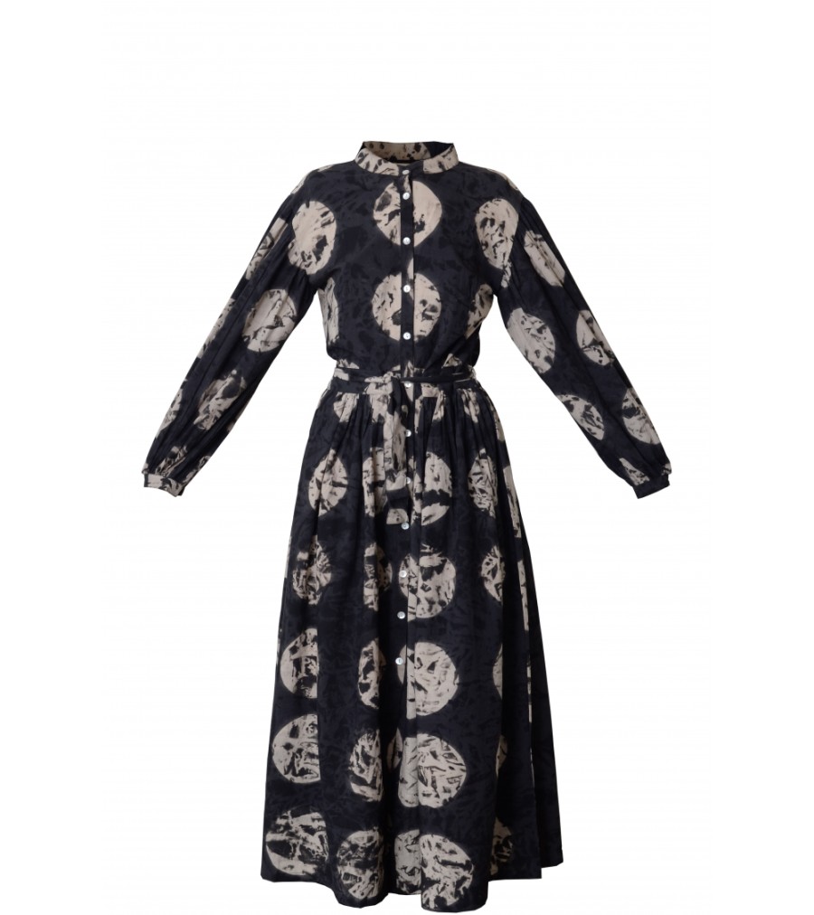 New Fall Winter Collection V.De.Vinster | Soufiane Black Tie And Dye Moon Long Dress