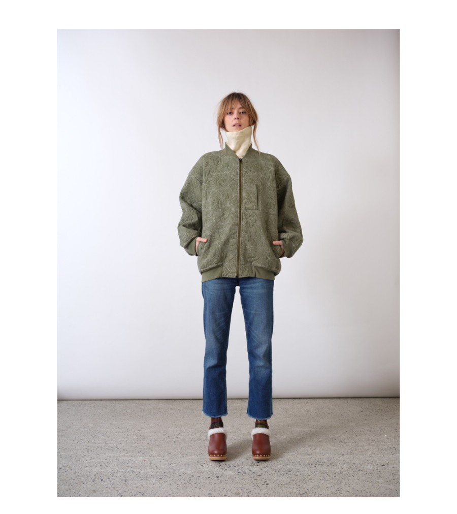 New Fall Winter Collection V.De.Vinster | Flowers Kaki Cotton Quilted Bomber