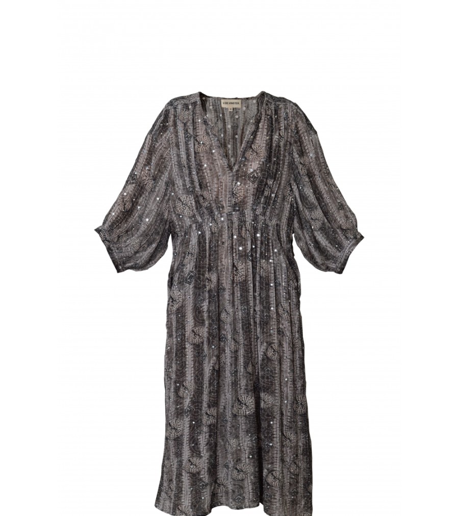 New Fall Winter Collection V.De.Vinster | Grey And Black Strass Dress Party Wear