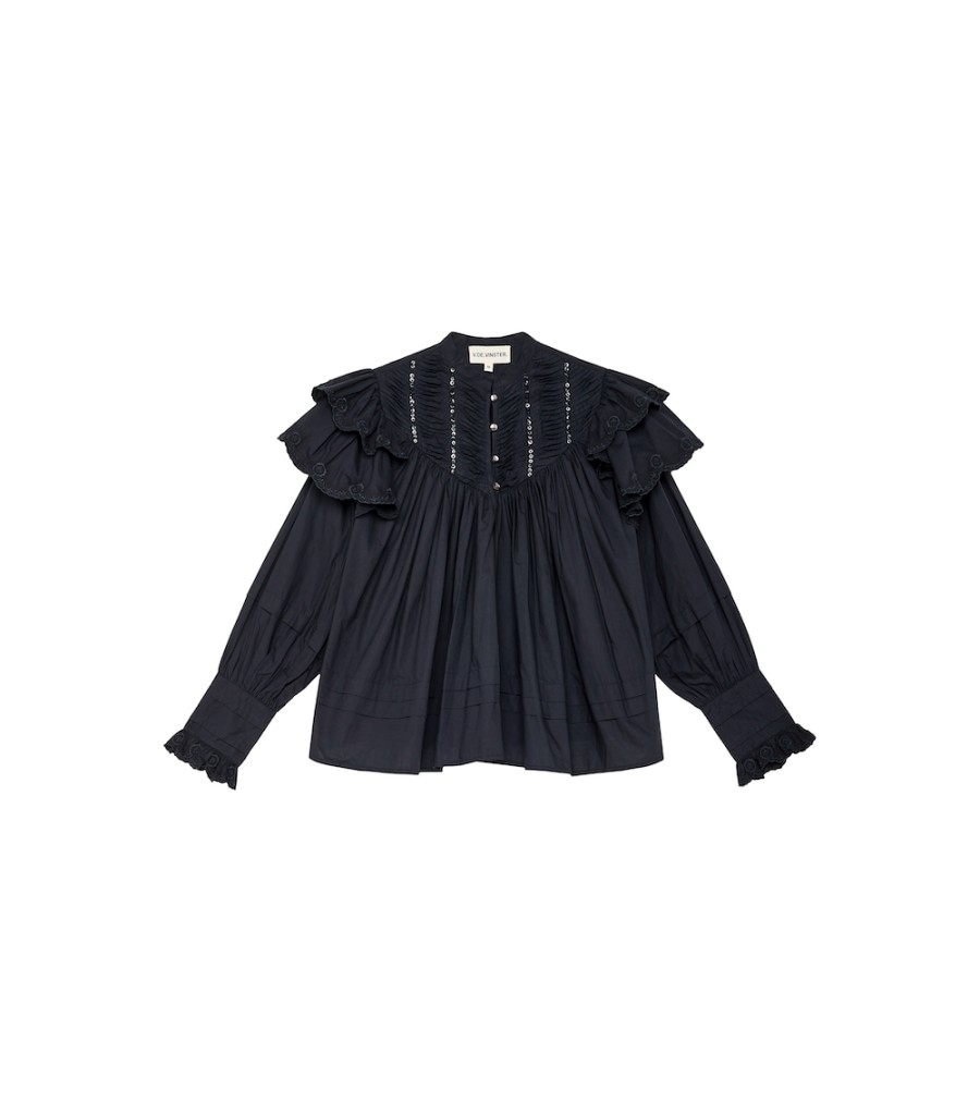 New Fall Winter Collection V.De.Vinster | Blouse A Volants Noire Boheme Chloe