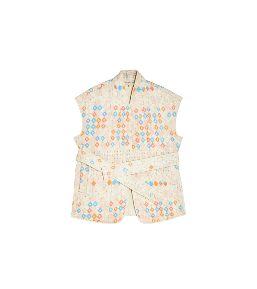 Winter Archives V.De.Vinster | Ikat Sweet Colors Quilted Kimono Without Sleeves