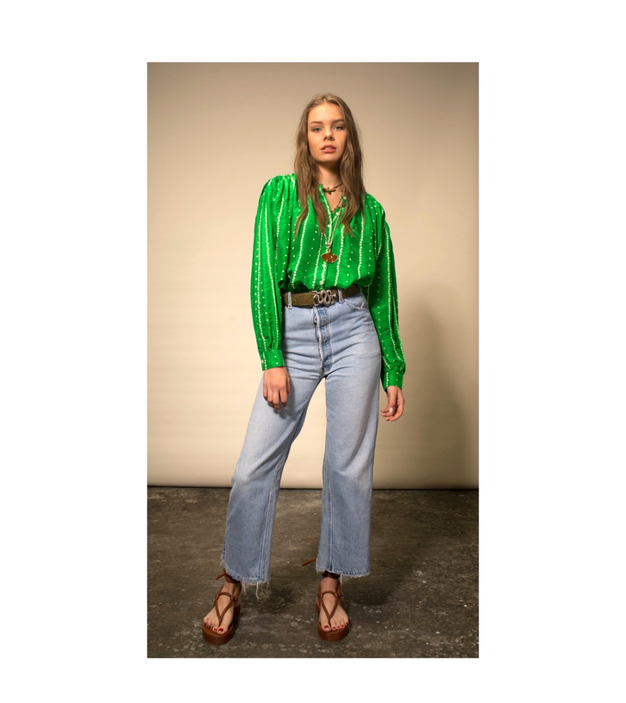 Winter Archives V.De.Vinster | Bandhani Green Silk Blouse