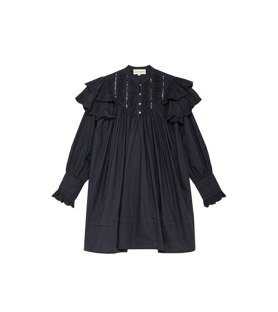 New Fall Winter Collection V.De.Vinster | Robe Courte A Volants Noire Boheme Chloe