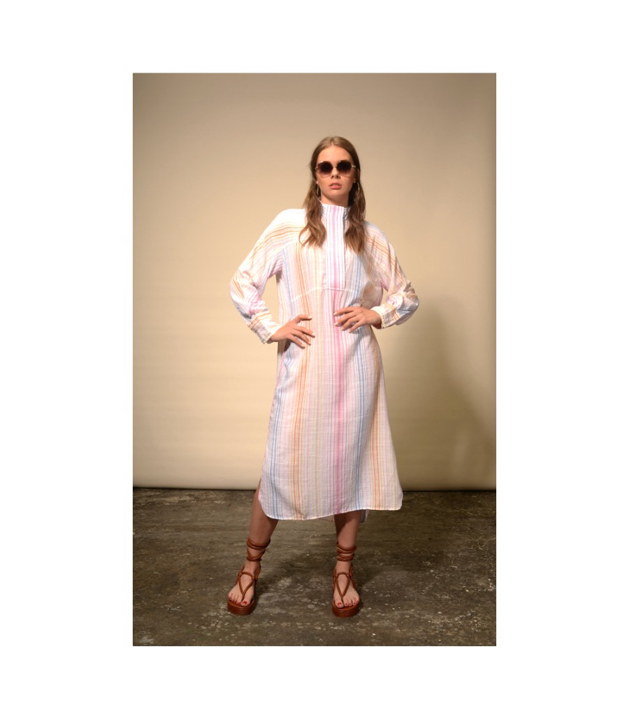 Winter Archives V.De.Vinster | Anahata Pink Striped Long Dress