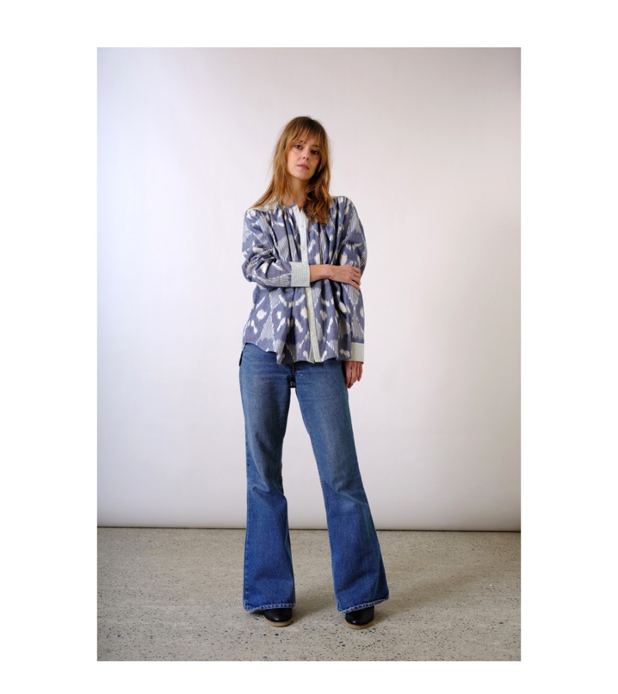 New Fall Winter Collection V.De.Vinster | Satnam Blue Ikat Blouse