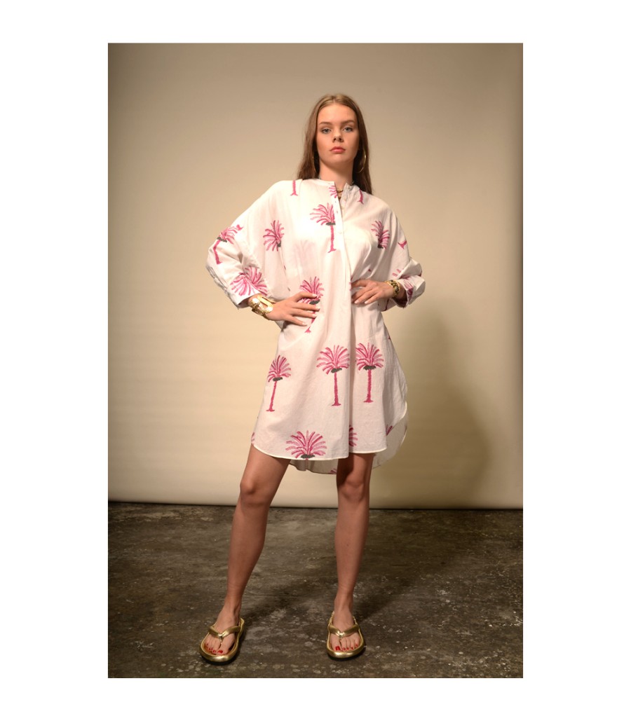 Winter Archives V.De.Vinster | Tree Print Pink Palm Oversize Blouse