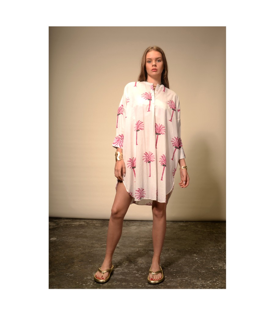 Winter Archives V.De.Vinster | Tree Print Pink Palm Oversize Blouse