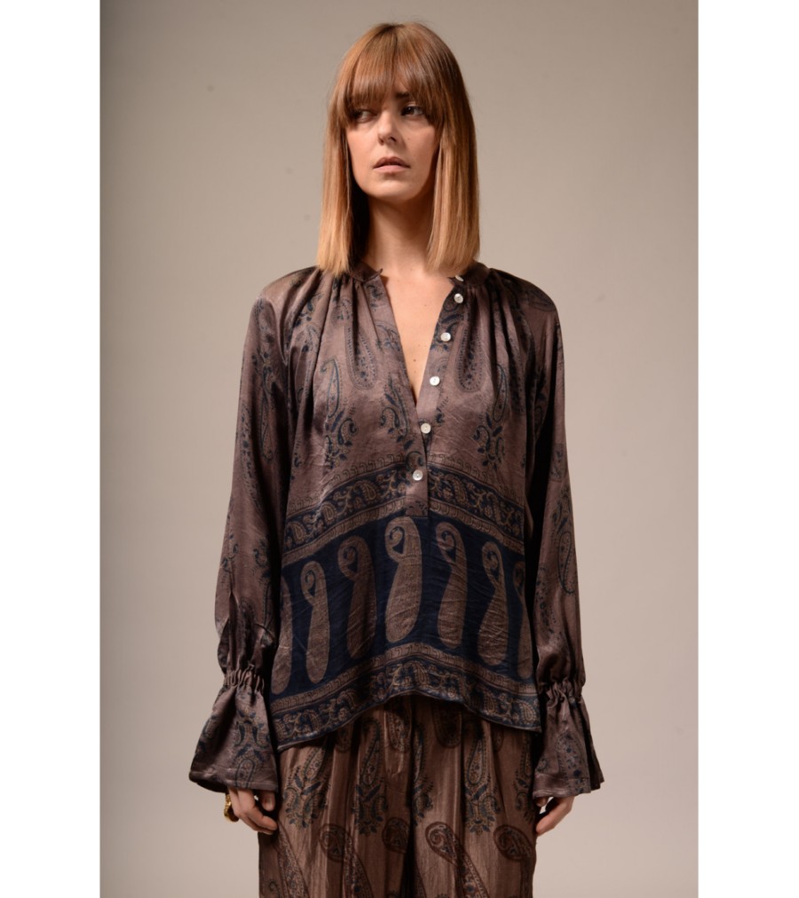 Summer Archives V.De.Vinster | Ajrak Silk Brown Blouse