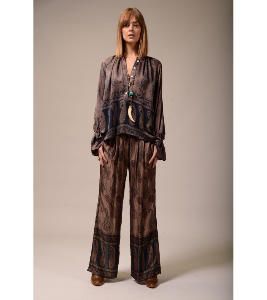 Summer Archives V.De.Vinster | Ajrak Silk Brown Blouse